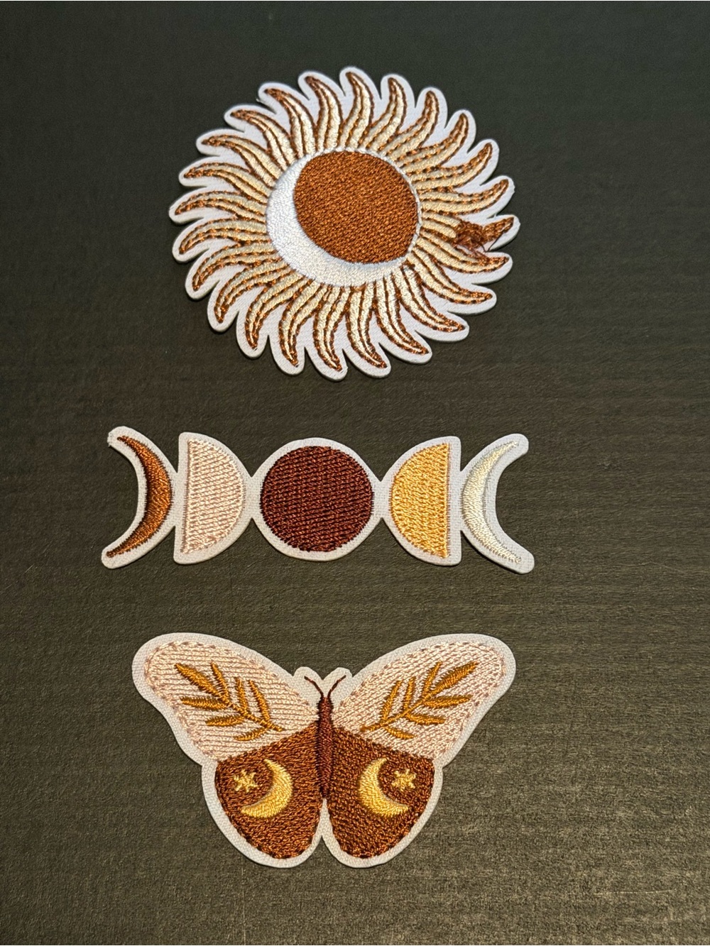 Embroidered Celestial Iron-On Patches - set of 3